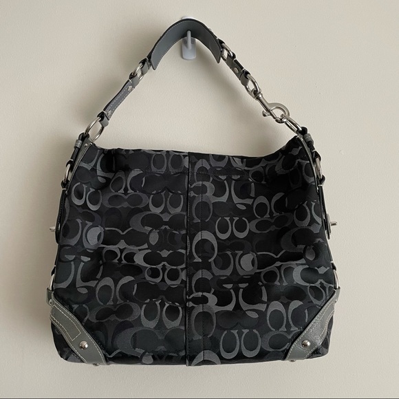 Coach Handbags - Coach Carly Signature Monogram Hobo Canvas Tote Bag Large